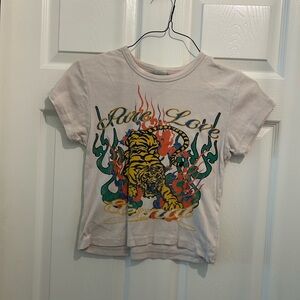 Urban Outfitters Pale Pink Short Sleeve Tee with Colorful Tiger Graphic